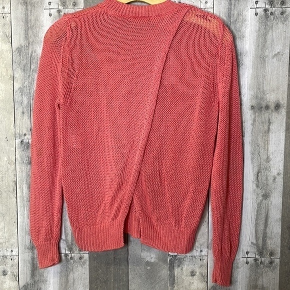 Babaton linen and silk lightweight coral long sleeve‎ crochet top. Size medium - Picture 5 of 11
